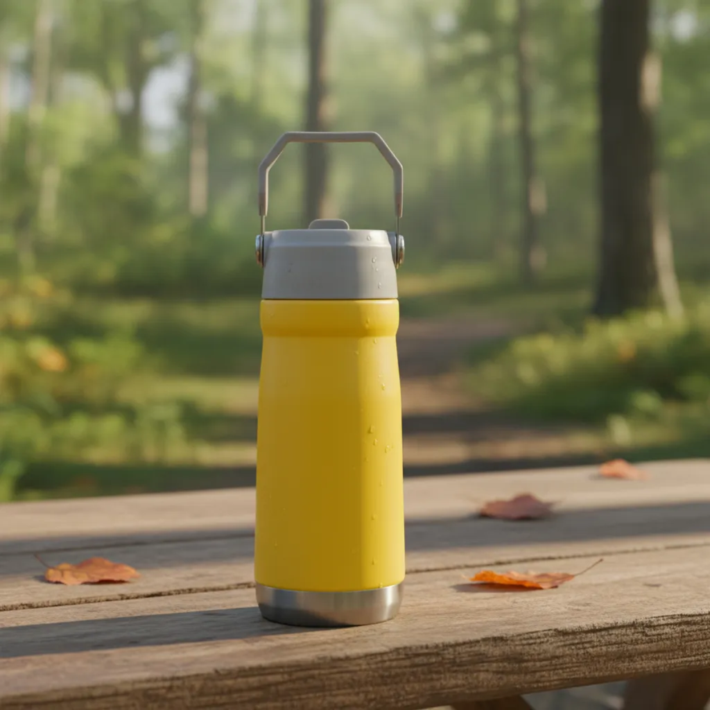 Garrafa Portátil Flip Straw de 650ml Com Alça Aço Inoxidável - IOD00030