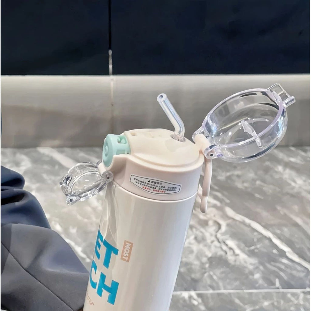 Garrafa Térmica Aço Inox com Canudo Estampa de Frases 500ml - IOD00014