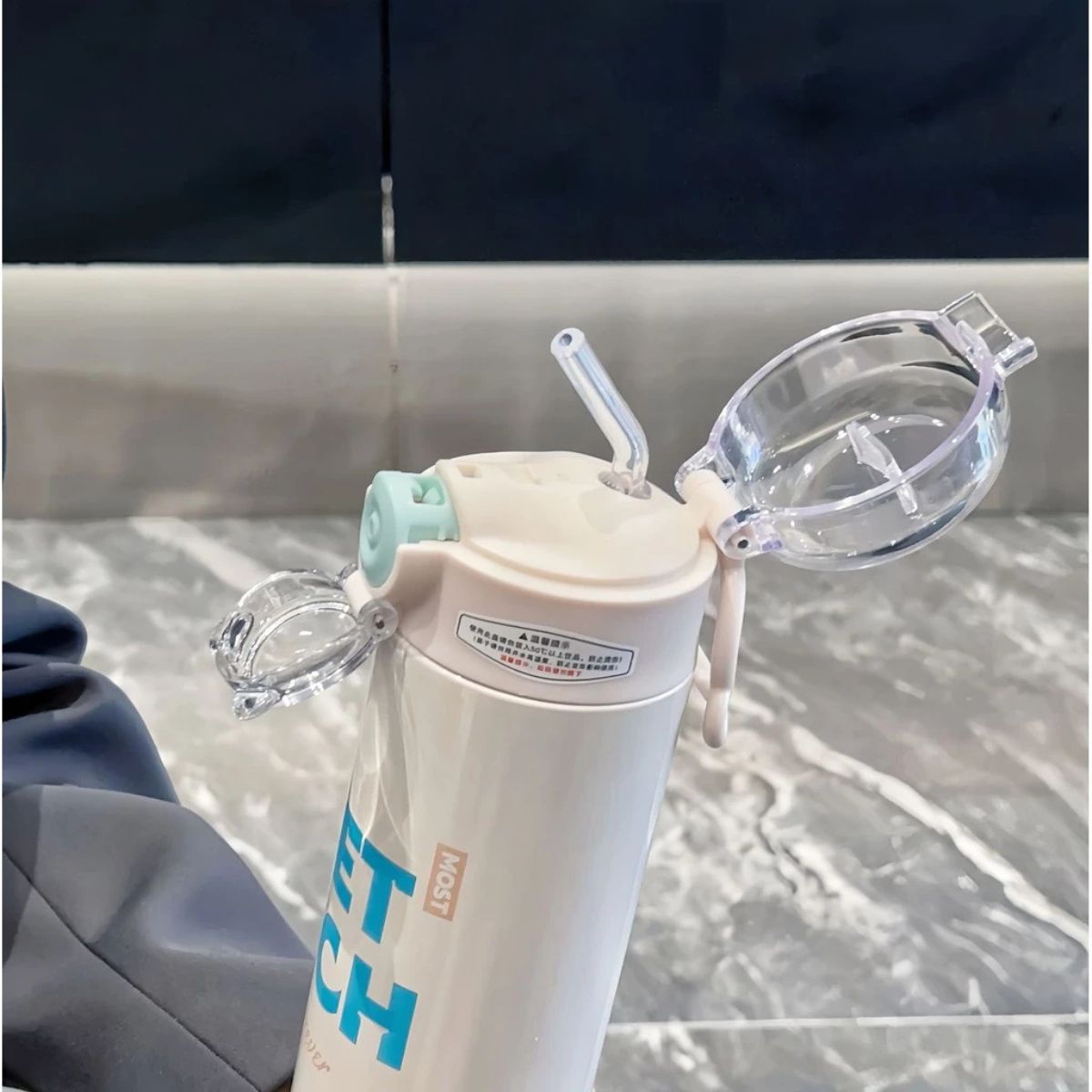 Garrafa Térmica Aço Inox com Canudo Estampa de Frases 500ml - IOD00014