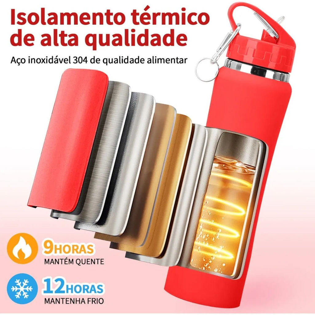 Garrafa Térmica Esportiva com Canudo Embutido 750/500ml- IOD00023