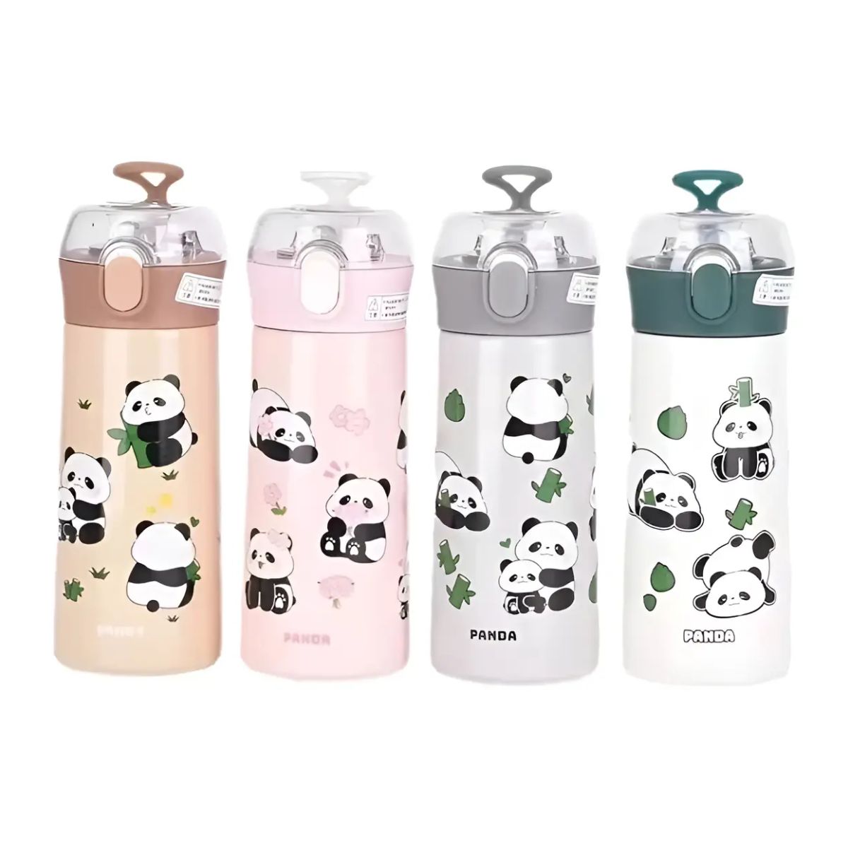 Garrafa Térmica Estampada de Pandas com Tampa de Abertura Prática -  IOD00013