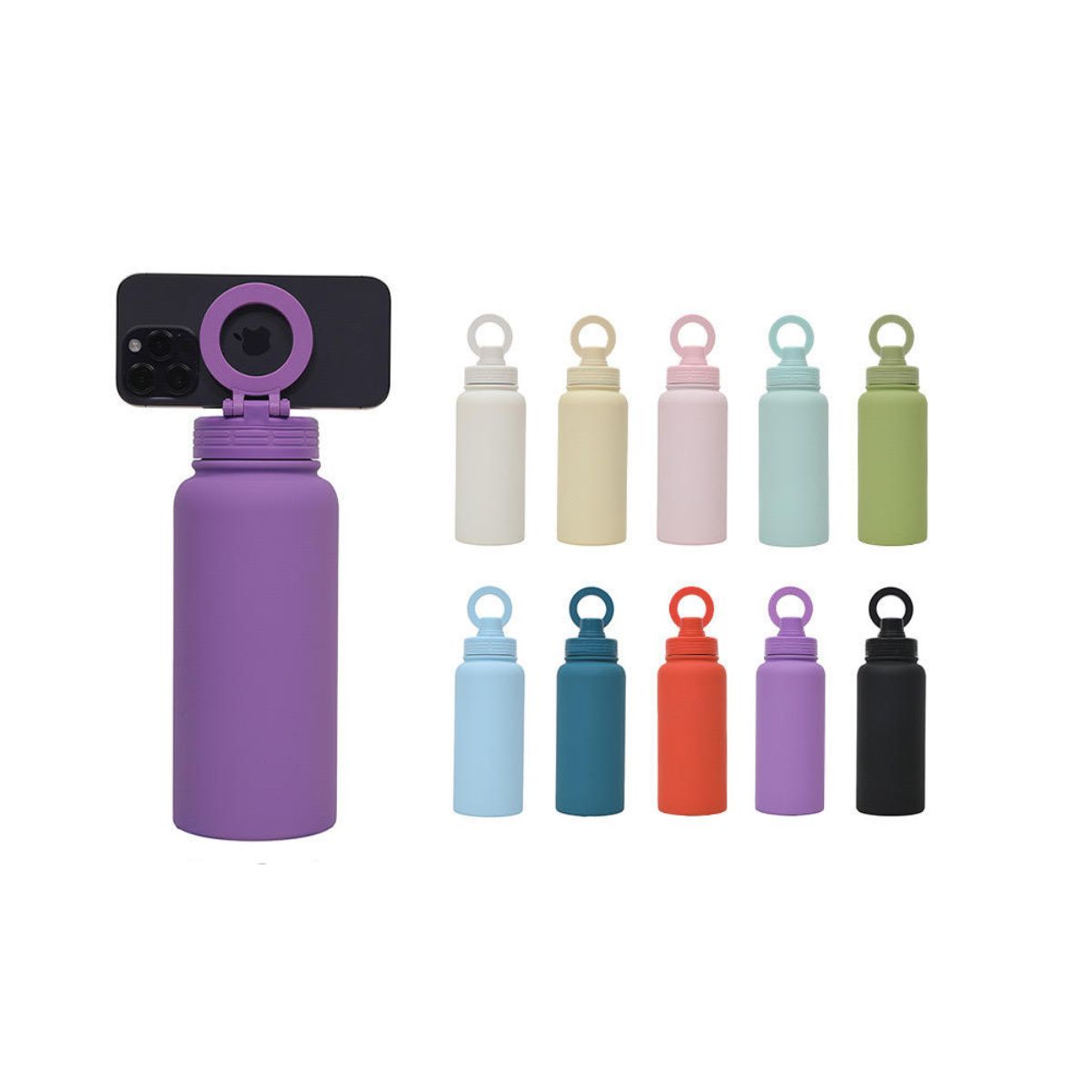 Garrafa Térmica com Canudo e Suporte Magnético de Celular - IOD00007