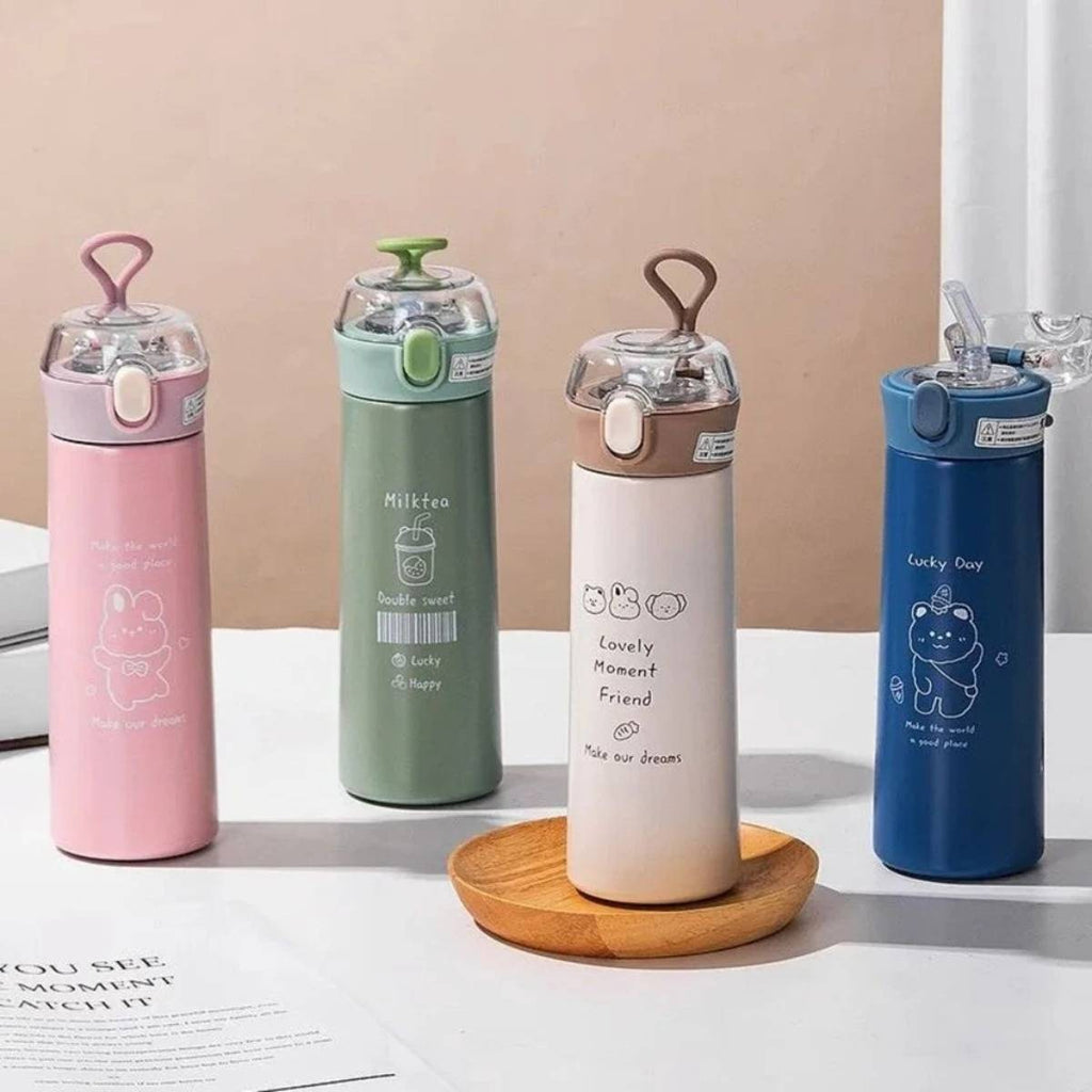 Garrafa Térmica de Aço Inoxidável Canudo com Trava e Alça 500ml - IOD00016