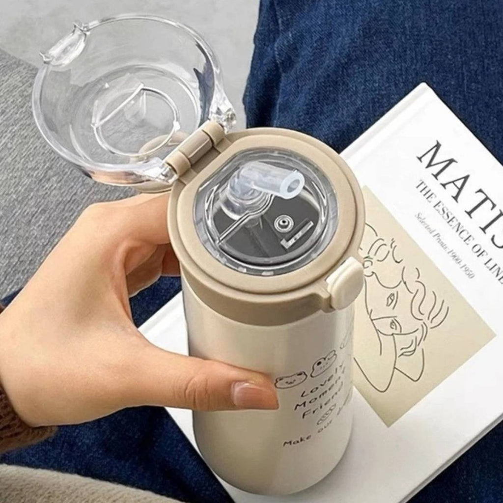 Garrafa Térmica de Aço Inoxidável Canudo com Trava e Alça 500ml - IOD00016