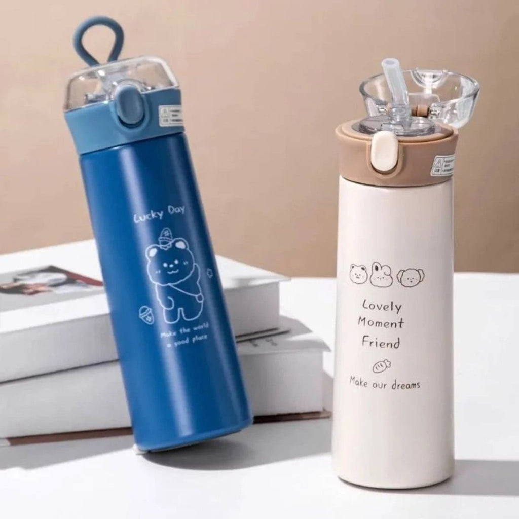 Garrafa Térmica de Aço Inoxidável Canudo com Trava e Alça 500ml - IOD00016