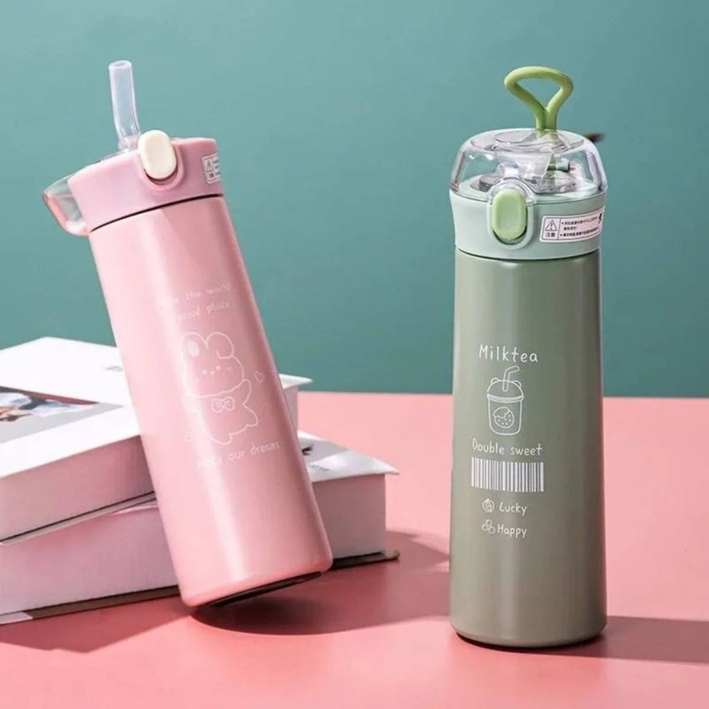 Garrafa Térmica de Aço Inoxidável Canudo com Trava e Alça 500ml - IOD00016