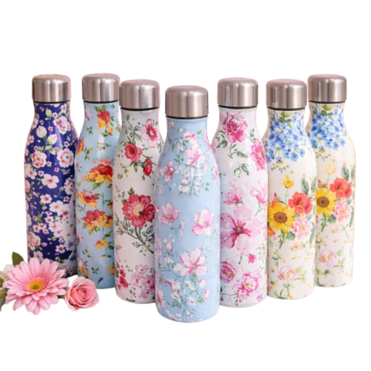 Garrafa Térmica de Aço Inoxidável Estampas Florais Variadas - IOD00019-C
