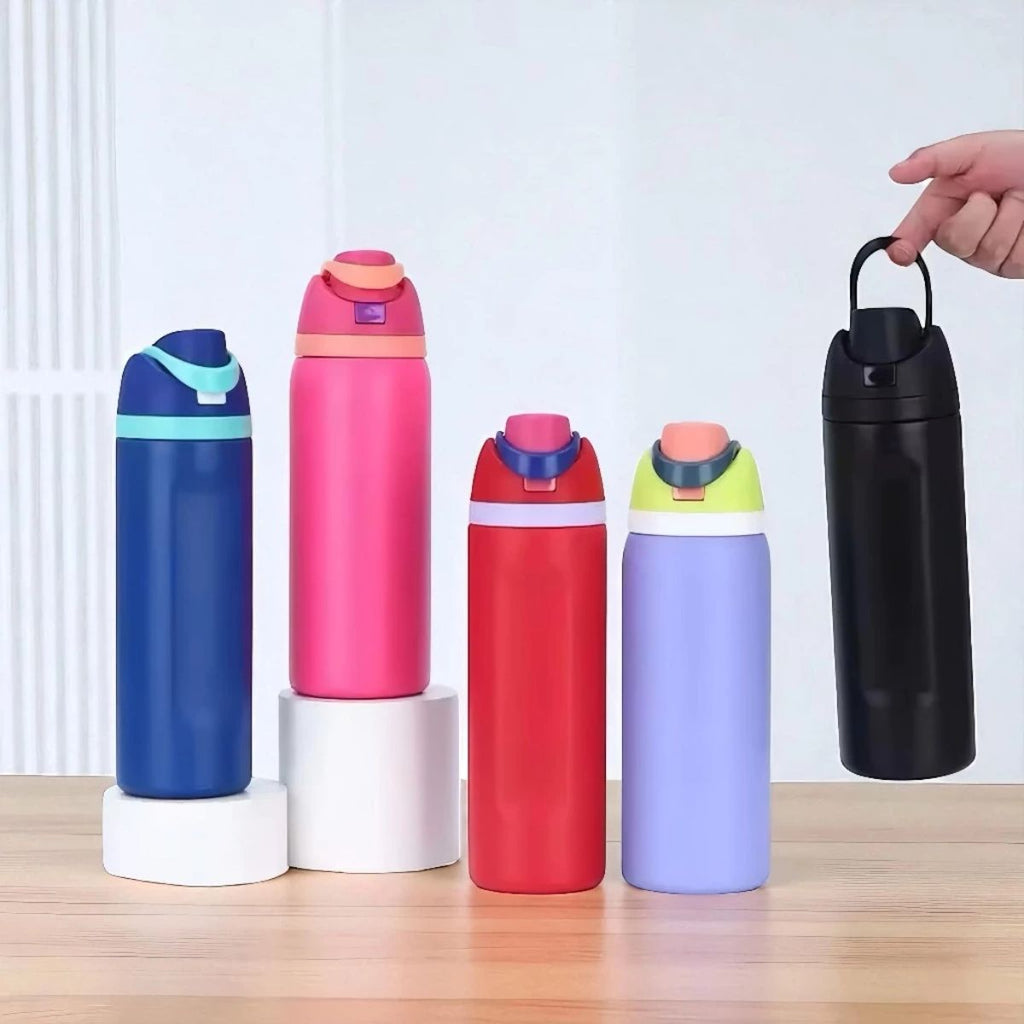 Garrafa Térmica de Aço Inoxidável com Canudo Embutido 580 ml - IOD00036