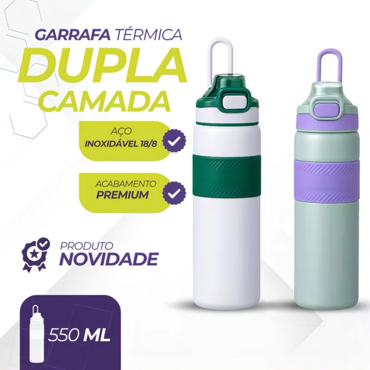 Garrafa Térmica Inox 550ml Tampa Emborrachada - IOD00051