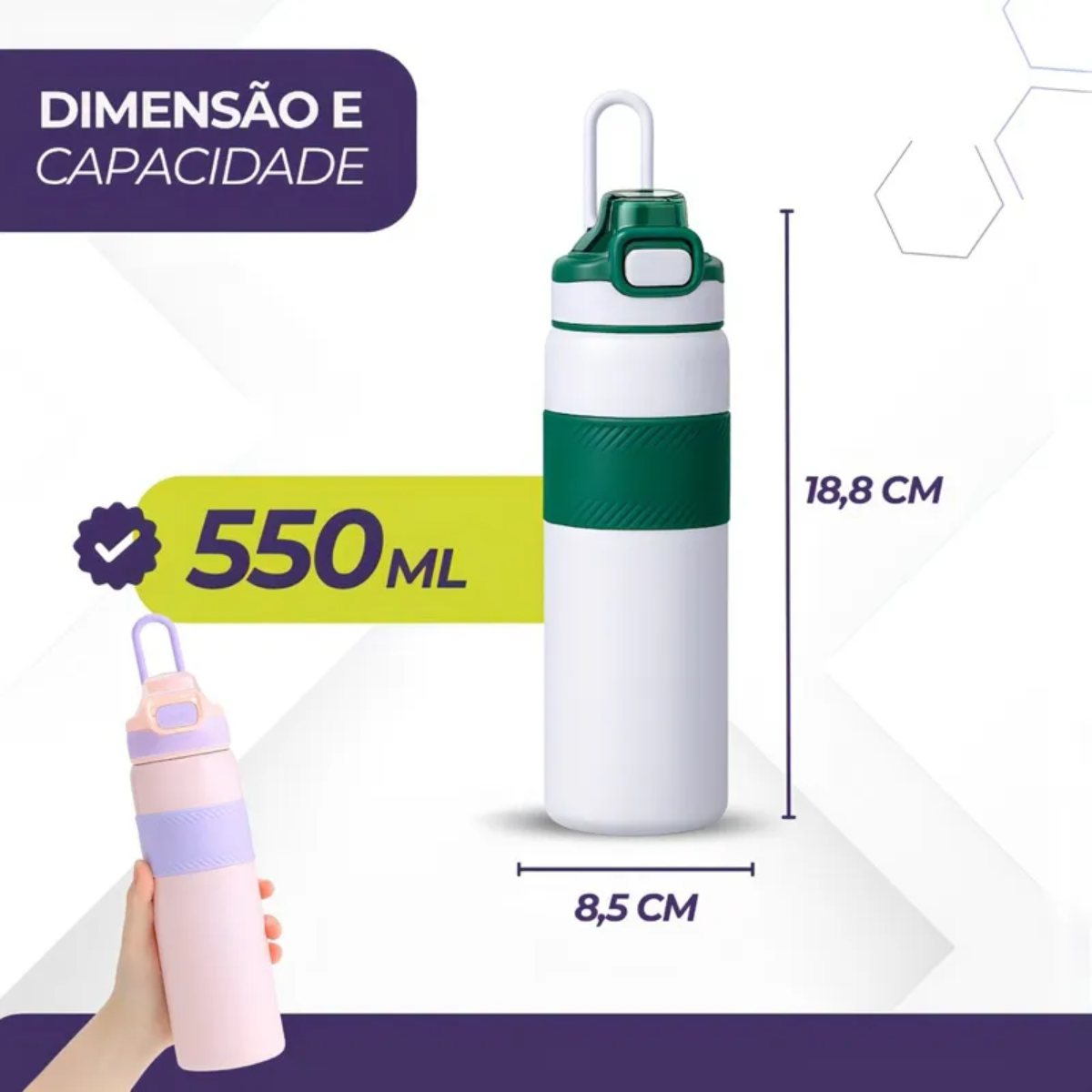 Garrafa Térmica Inox 550ml Tampa Emborrachada - IOD00051