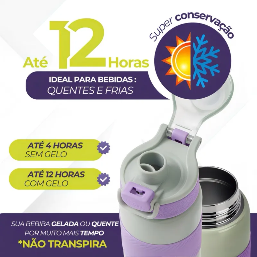 Garrafa Térmica Inox 550ml Tampa Emborrachada - IOD00051