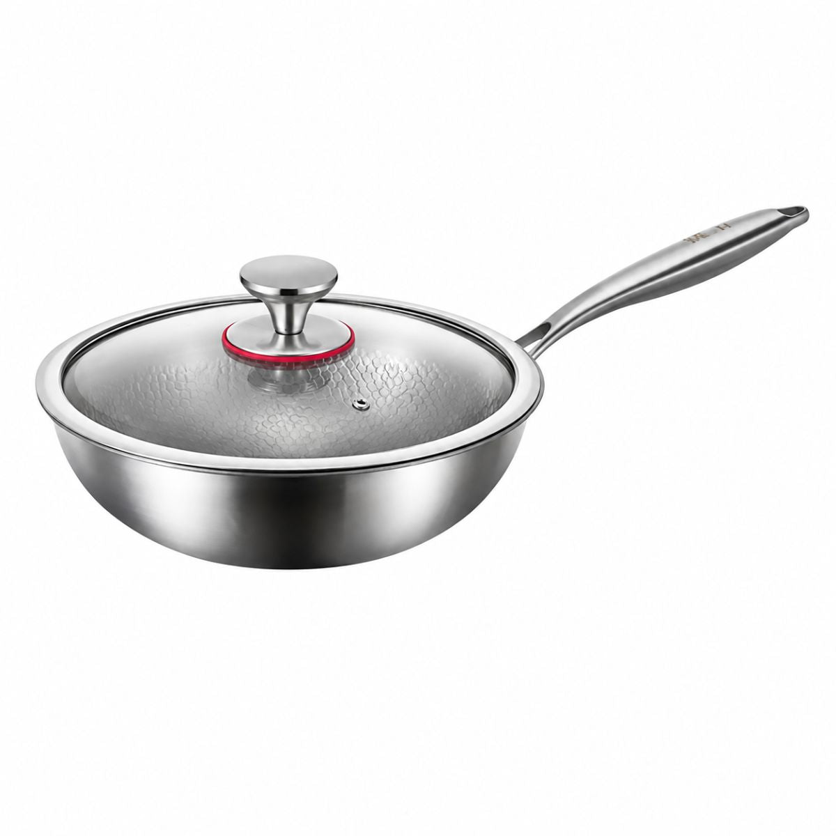 Wok Inox com Tampa de Vidro e Cabo em Aço - IPA00011/12