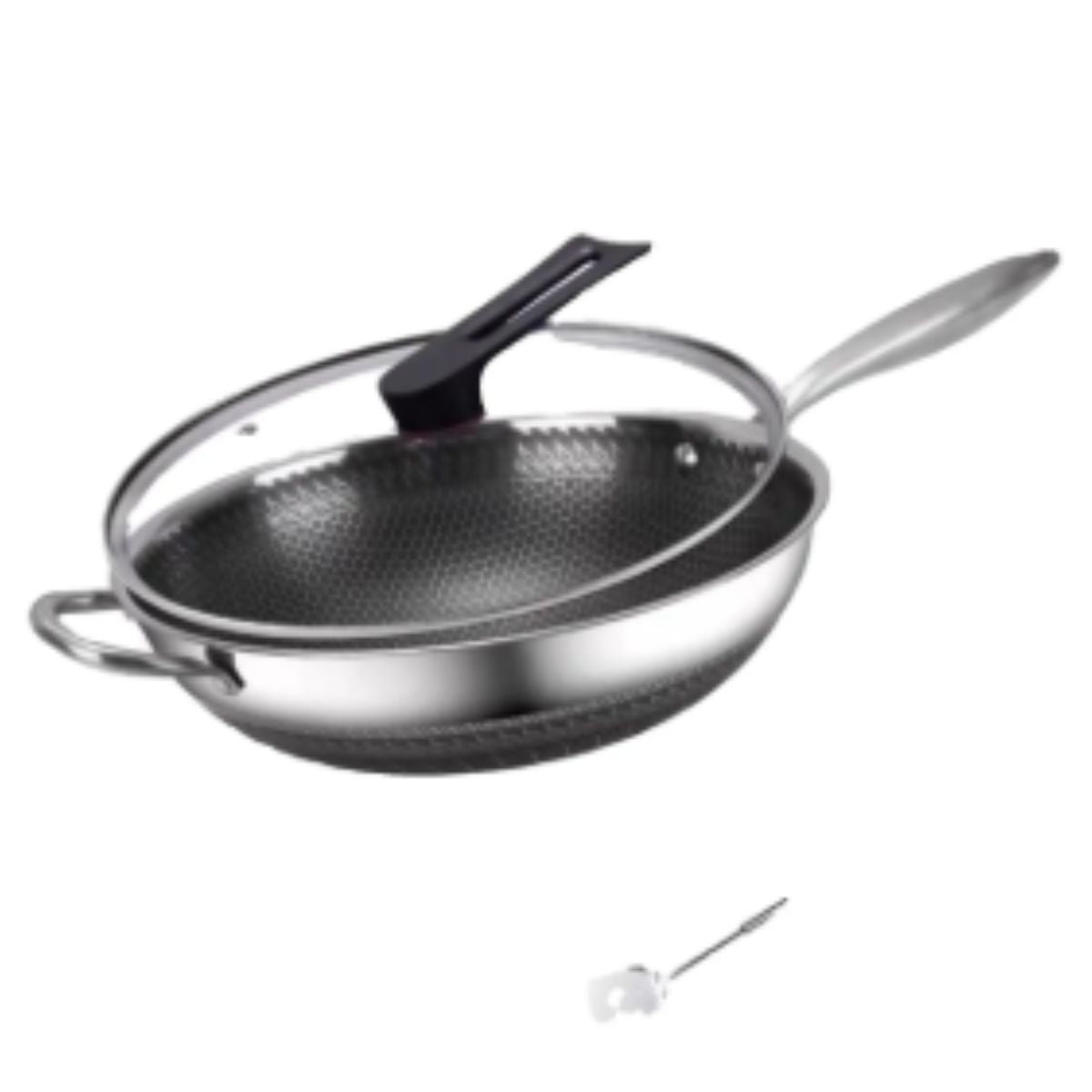 Panela Wok Antiaderente com Tampa e Padrão Colmeia - IPA00013