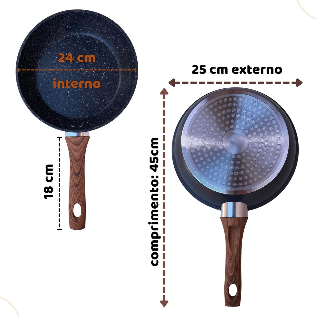 Frigideira Cerâmica Antiaderente 24cm para Fogão a Gás e Cooktop Indução - IPA00027