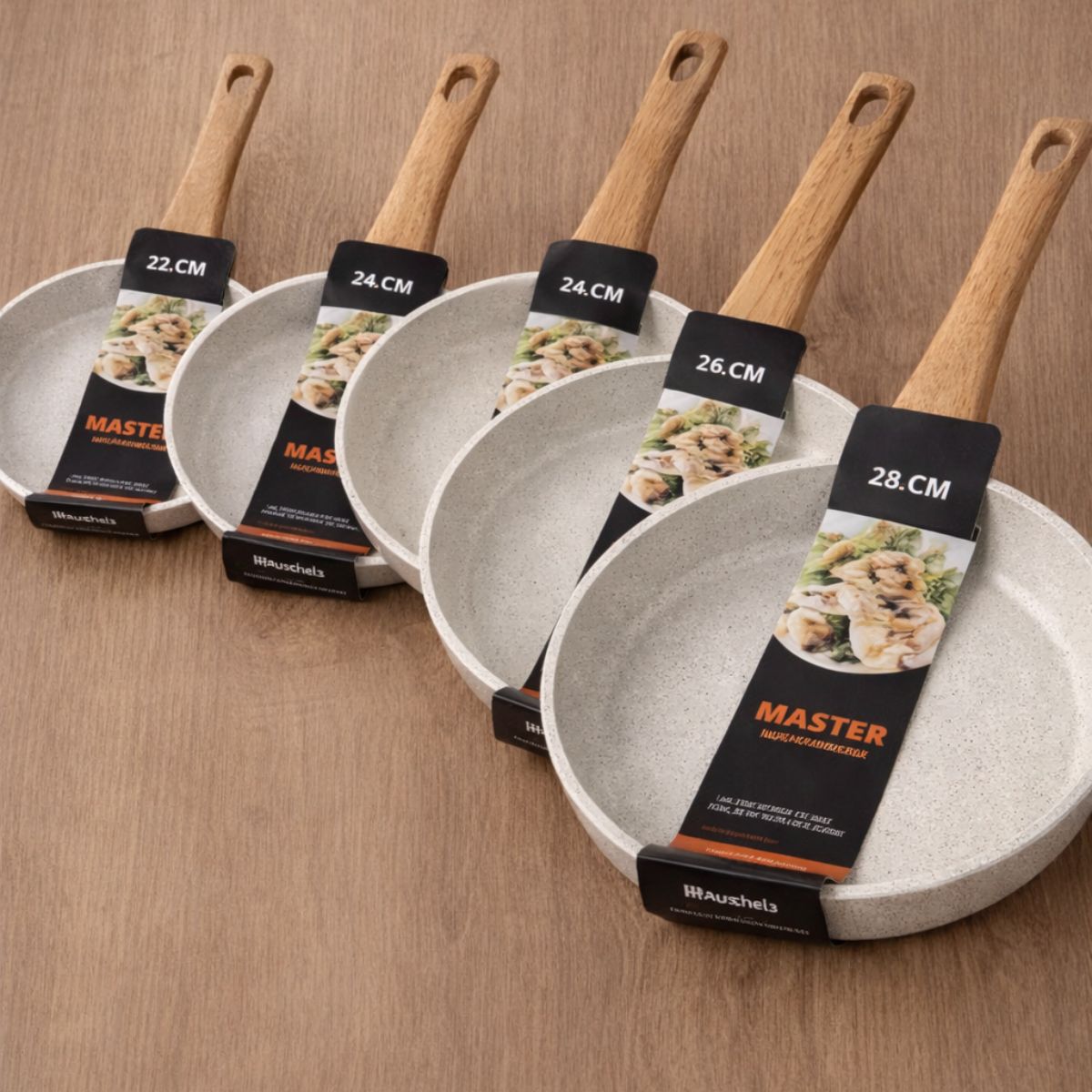 Frigideira Com Cabo de Madeira e Textura Antiaderente - IPA00031/2/3/4/5