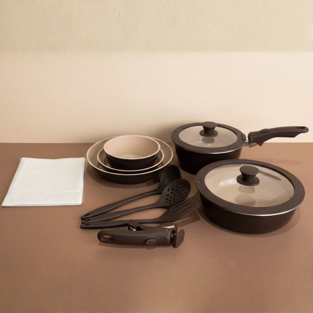 Jogo de Panelas 15 Peças Antiaderente com Cabo Removível - IPJ00015