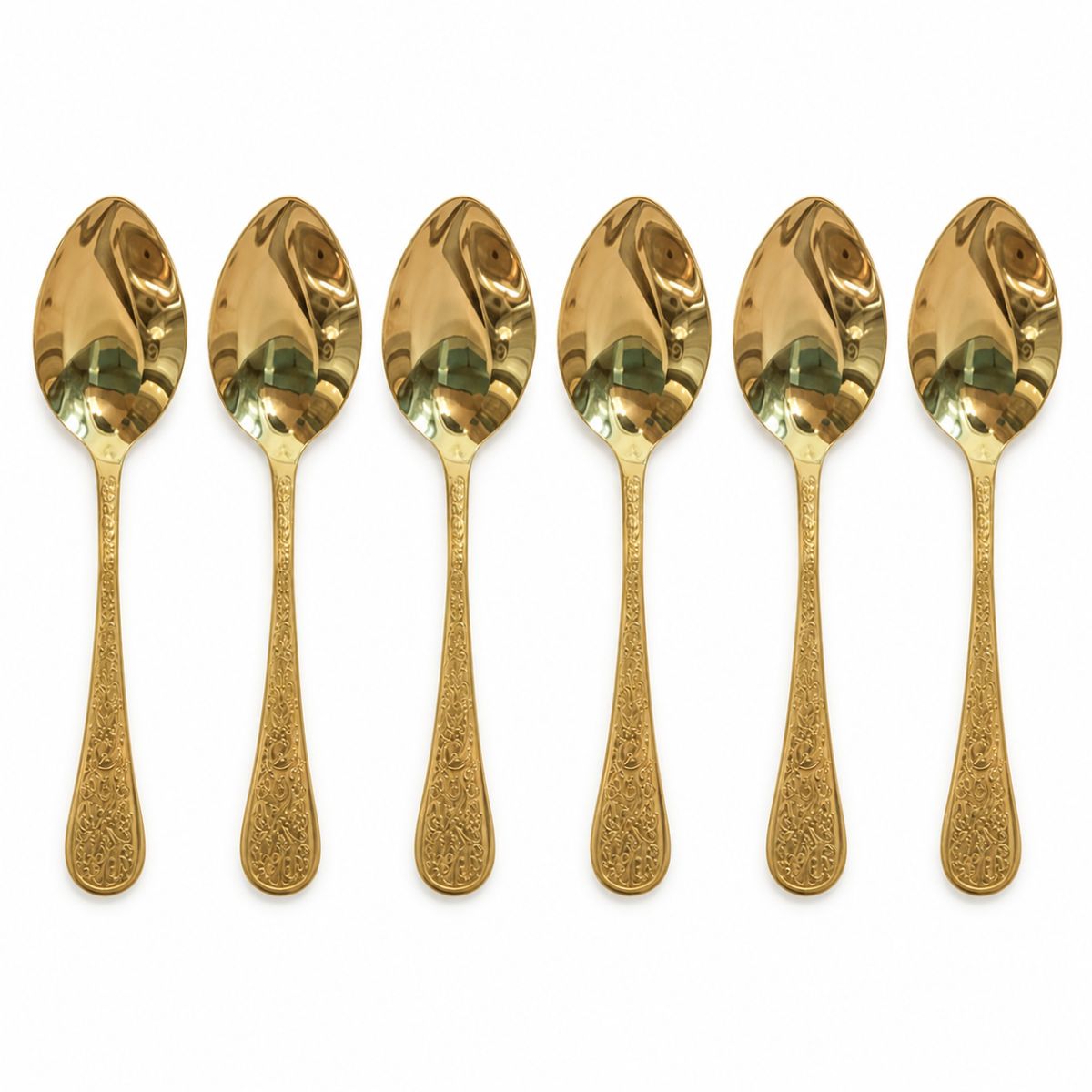 Kit 6 Colheres de Sobremesa Douradas - ITA00004