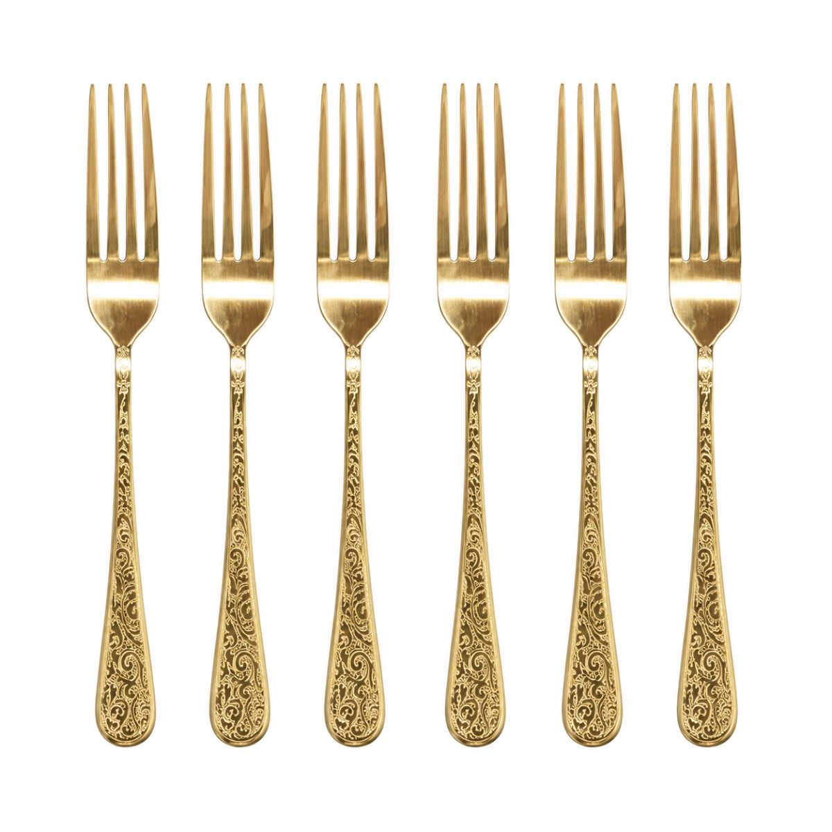 Kit 6 Garfos Dourados Decorados - ITD00003