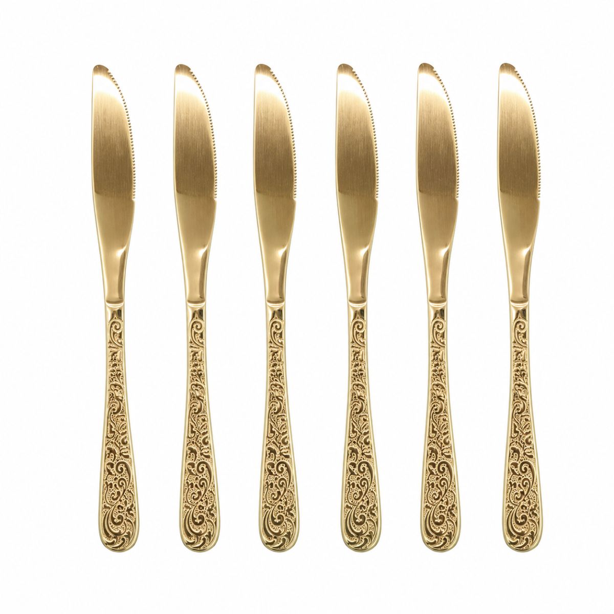 Kit 6 Facas Douradas Decoradas - ITH00002