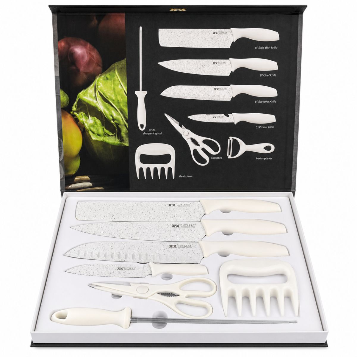 conjunto de facas profissional de 8 peças Branco - IUH00009