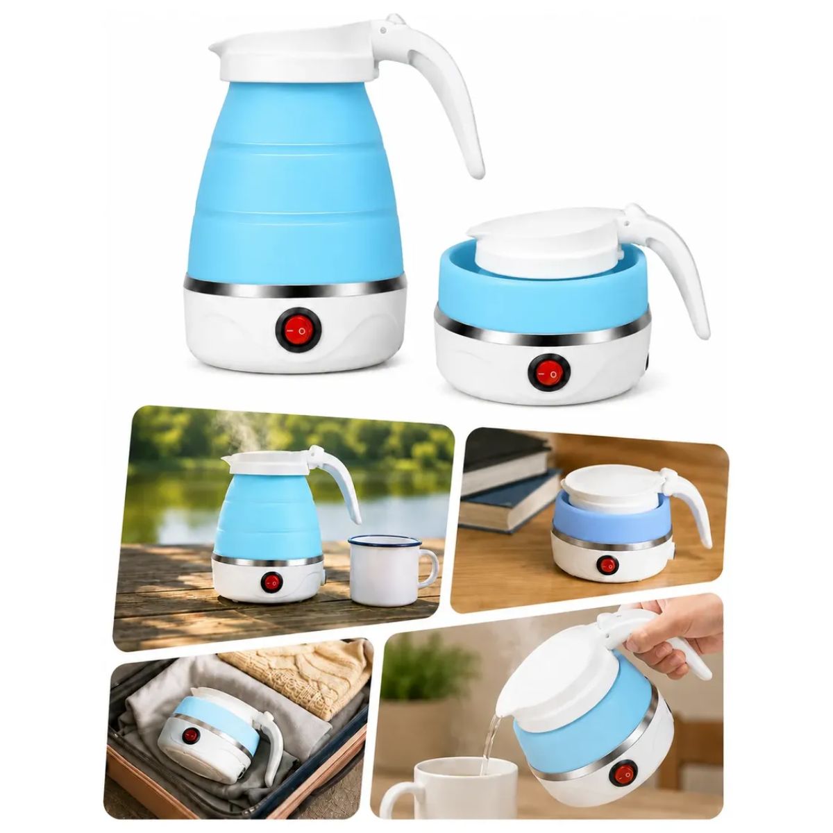 Jarra Elétrica Dobrável em Silicone 600ml - SUN-15