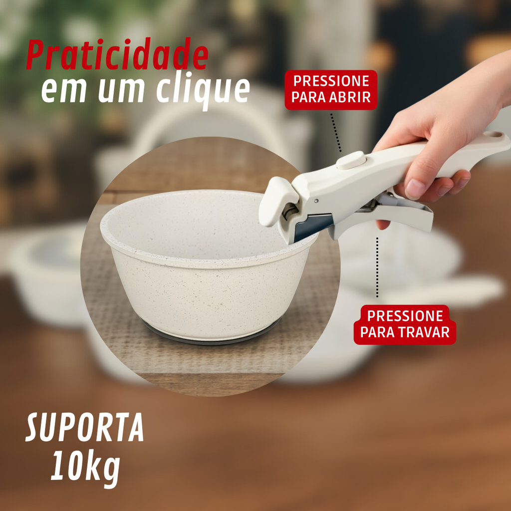 Jogo de Panelas 11 Peças Antiaderente com Cabo Removível - IPJ00008
