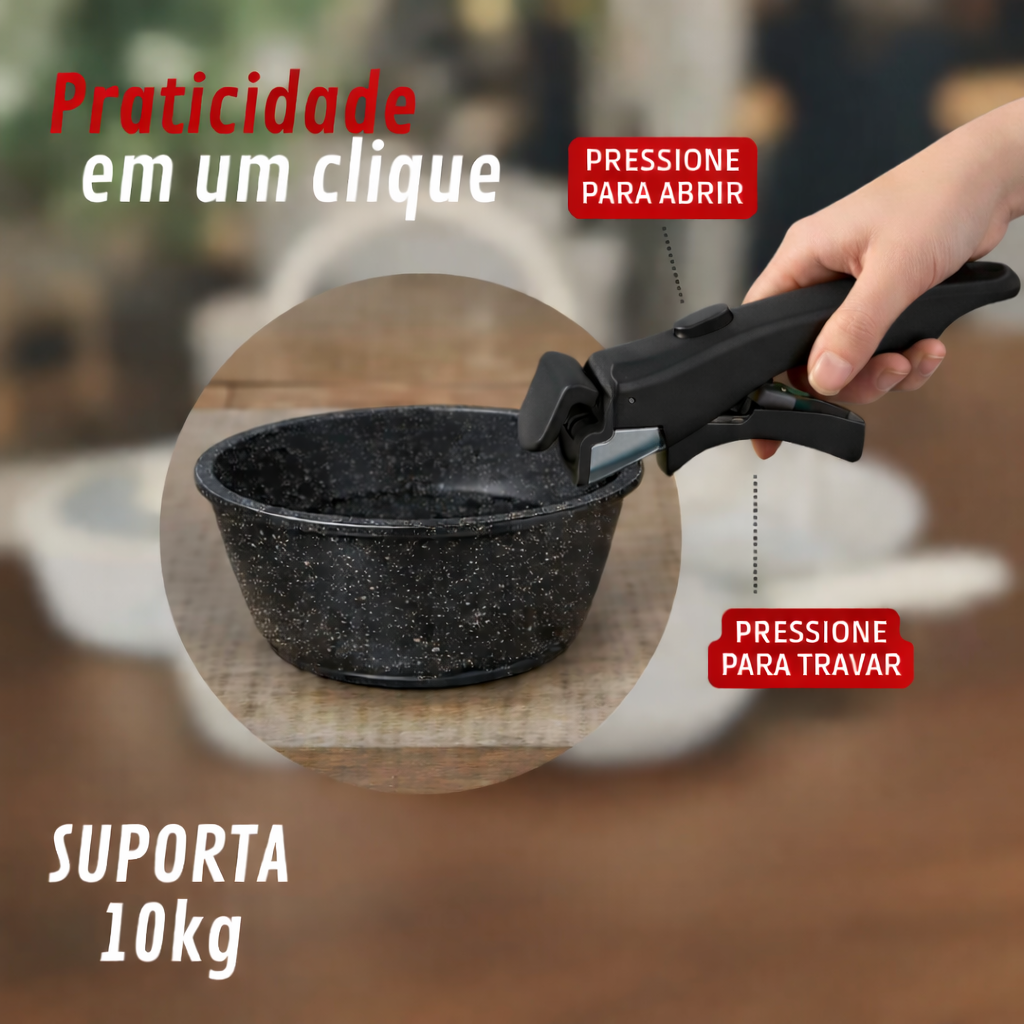 Jogo de Panelas 15 Peças Antiaderente com Cabo Removível - IPJ00015