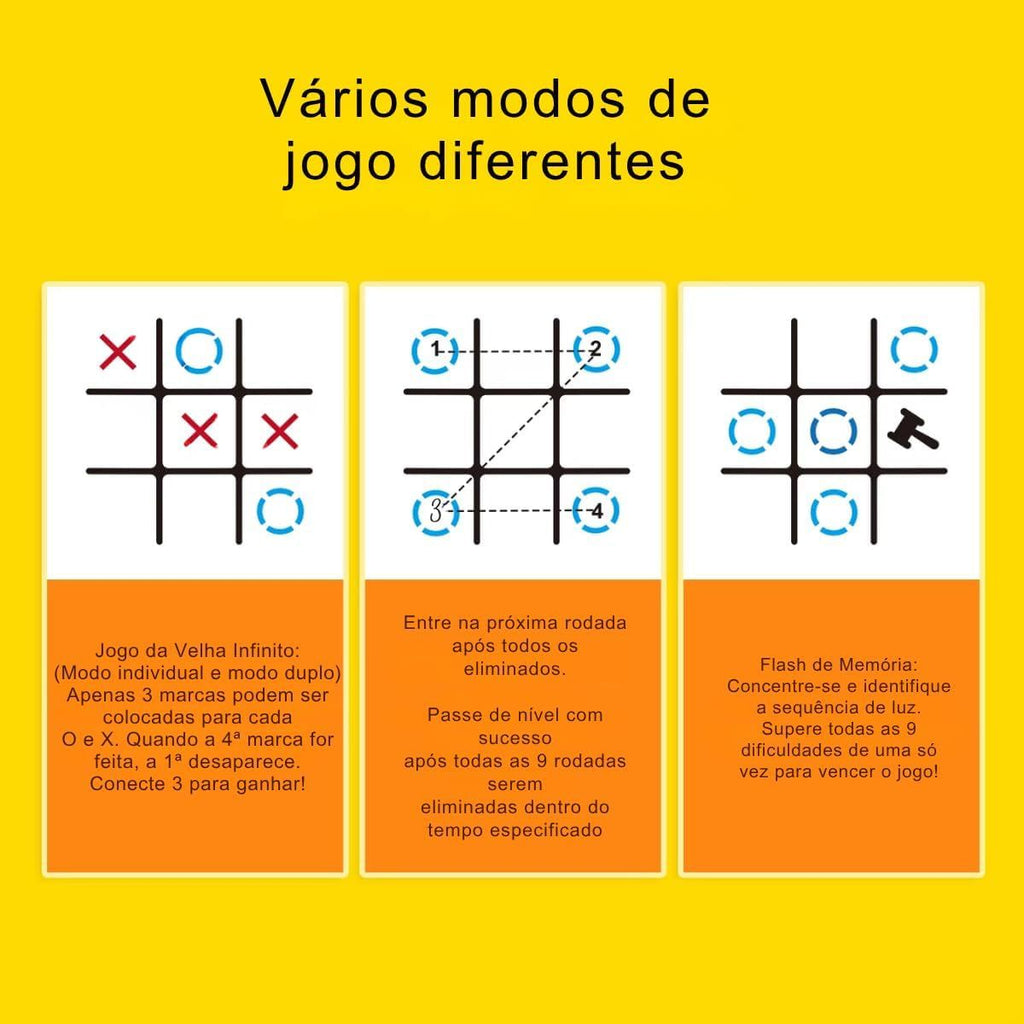 Jogo da Velha Eletrônico Brinquedo Educativo Lógica e Concentração - TW882-3Y