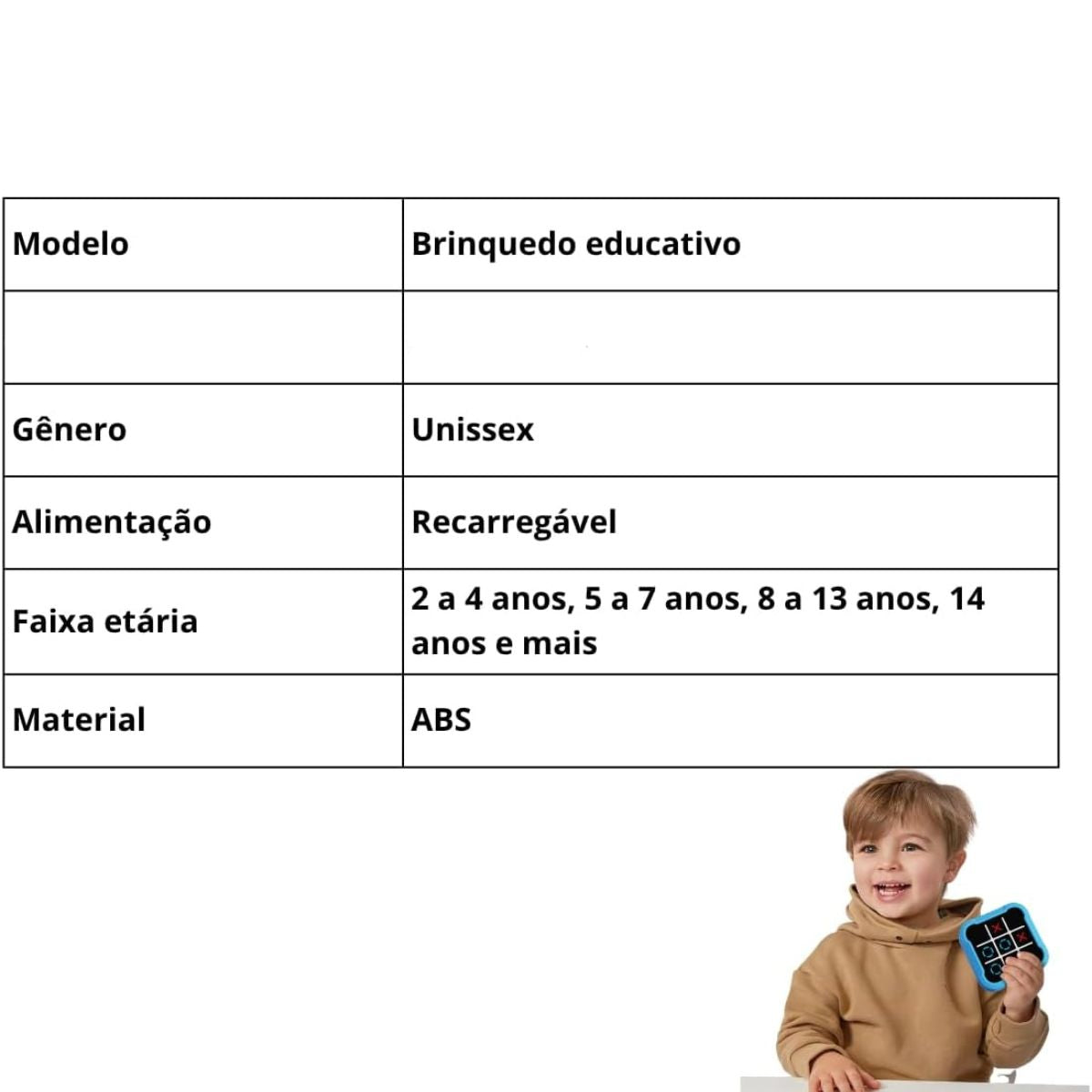 Jogo da Velha Eletrônico Brinquedo Educativo Lógica e Concentração - TW882-3Y