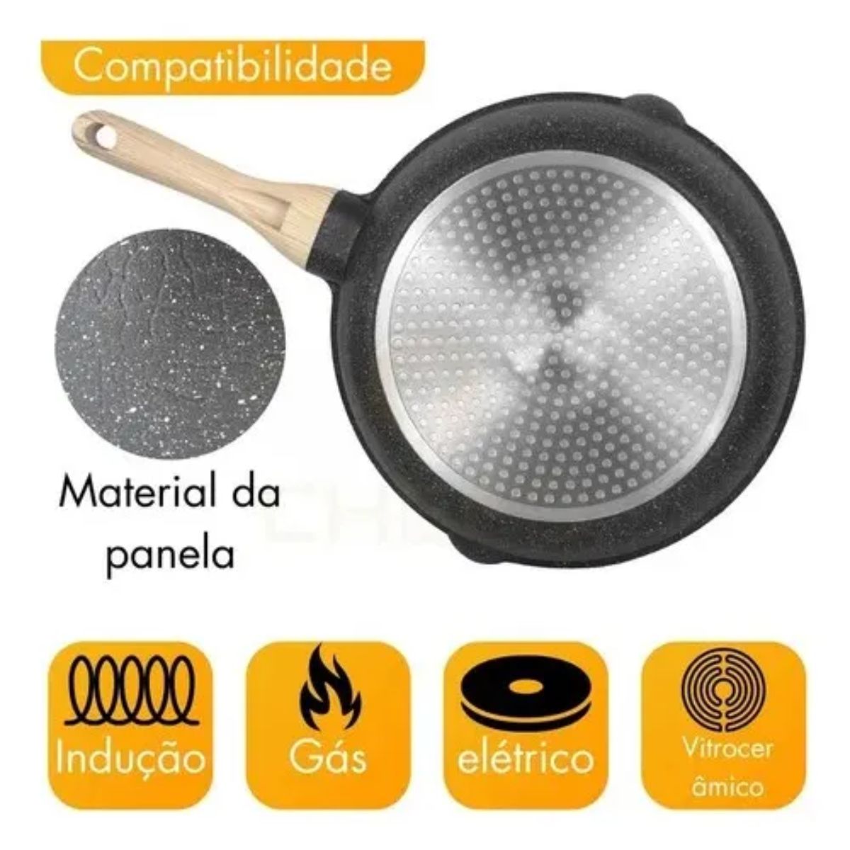 Jogo de Panelas Antiaderente com Tampa de Vidro - IPJ00013