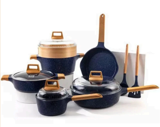 Jogo de Panelas MGC Revestimento Antiaderente Mármore – Azul - CPN-0014-AZUL