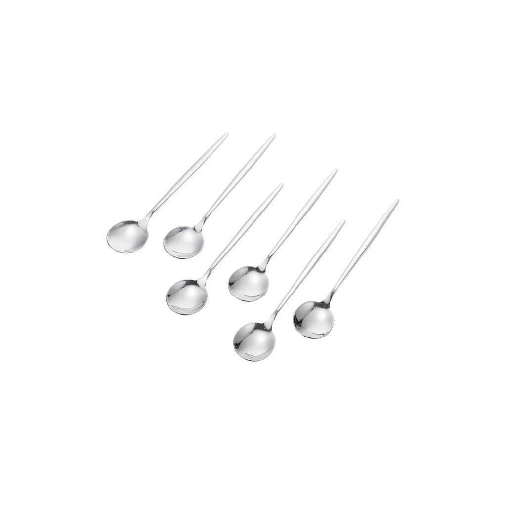 KIT 6 Peças Colher de Chá Slim Prateadas Inox - CTI0009