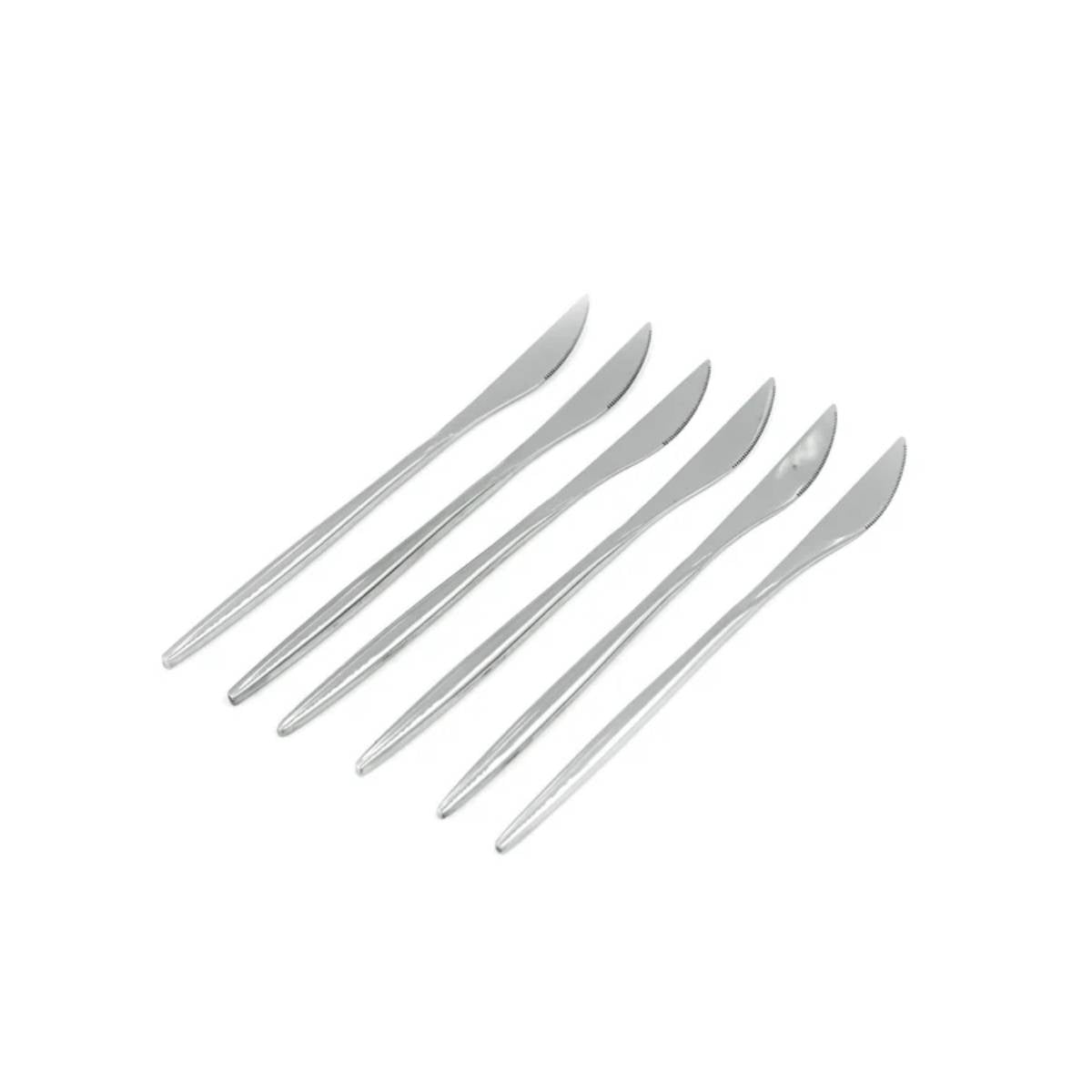 KIT 6 Peças Facas Slim Prateadas Inox - CTI0008