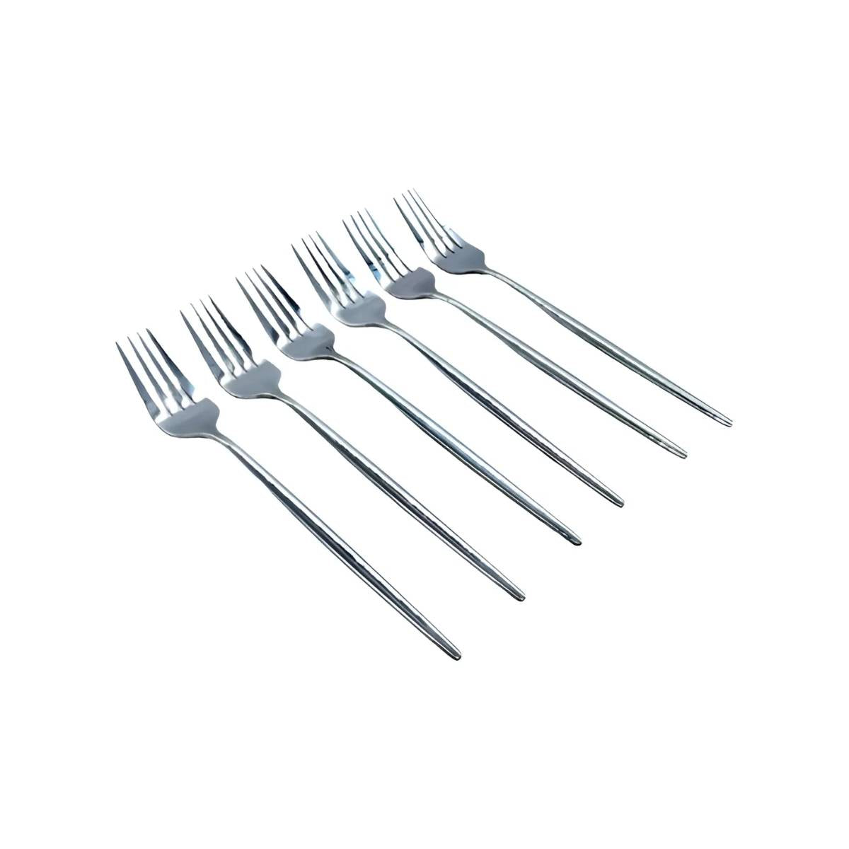 KIT 6 Peças Garfo Slim Prateadas Inox - CTI0007