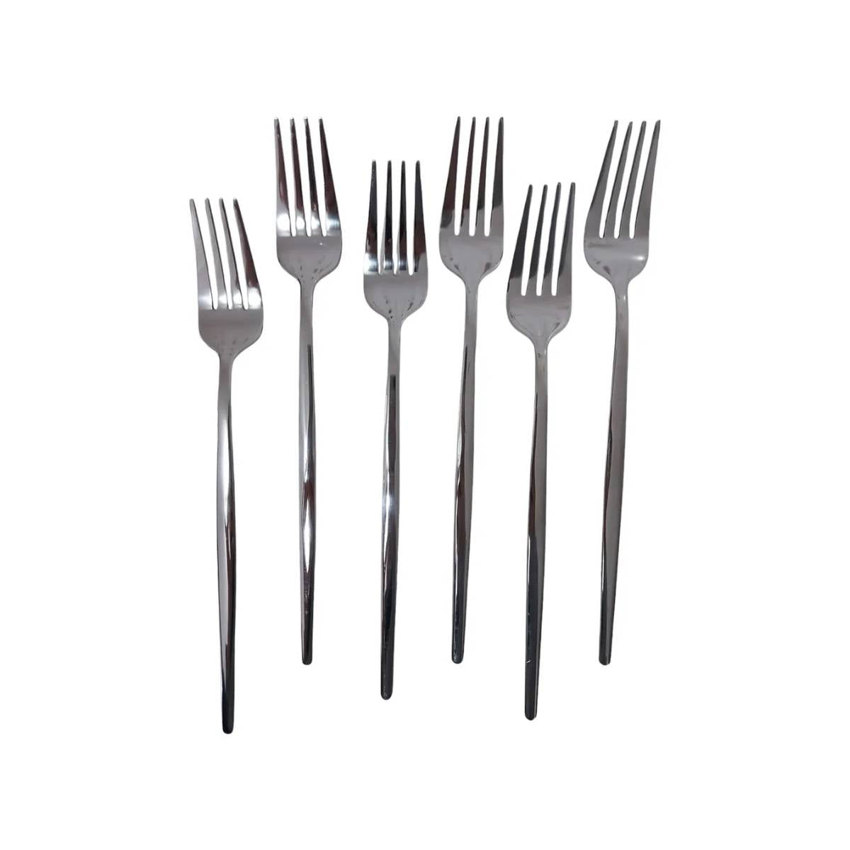 KIT 6 Peças Garfo Slim Prateadas Inox - CTI0007