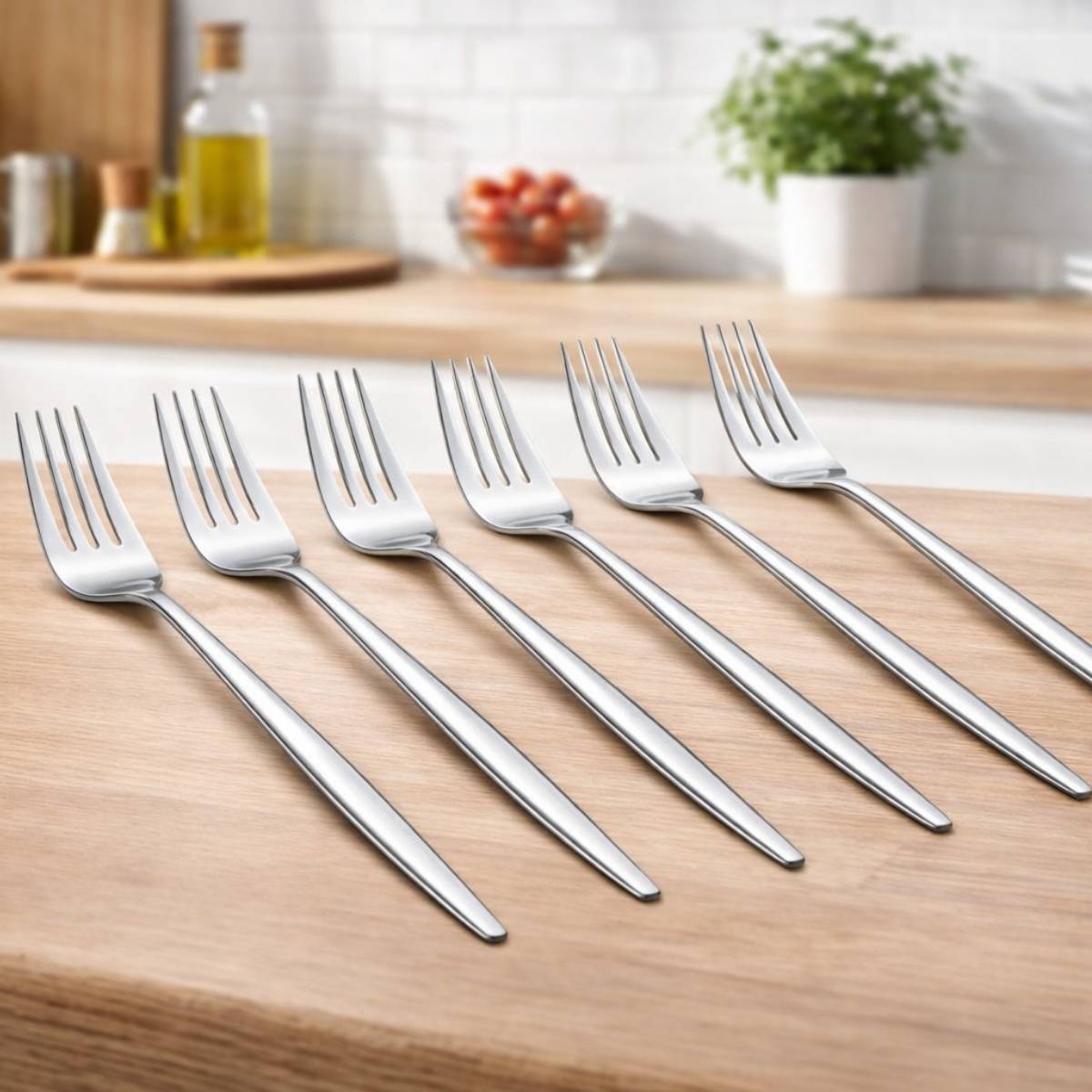 KIT 6 Peças Garfo Slim Prateadas Inox - CTI0007
