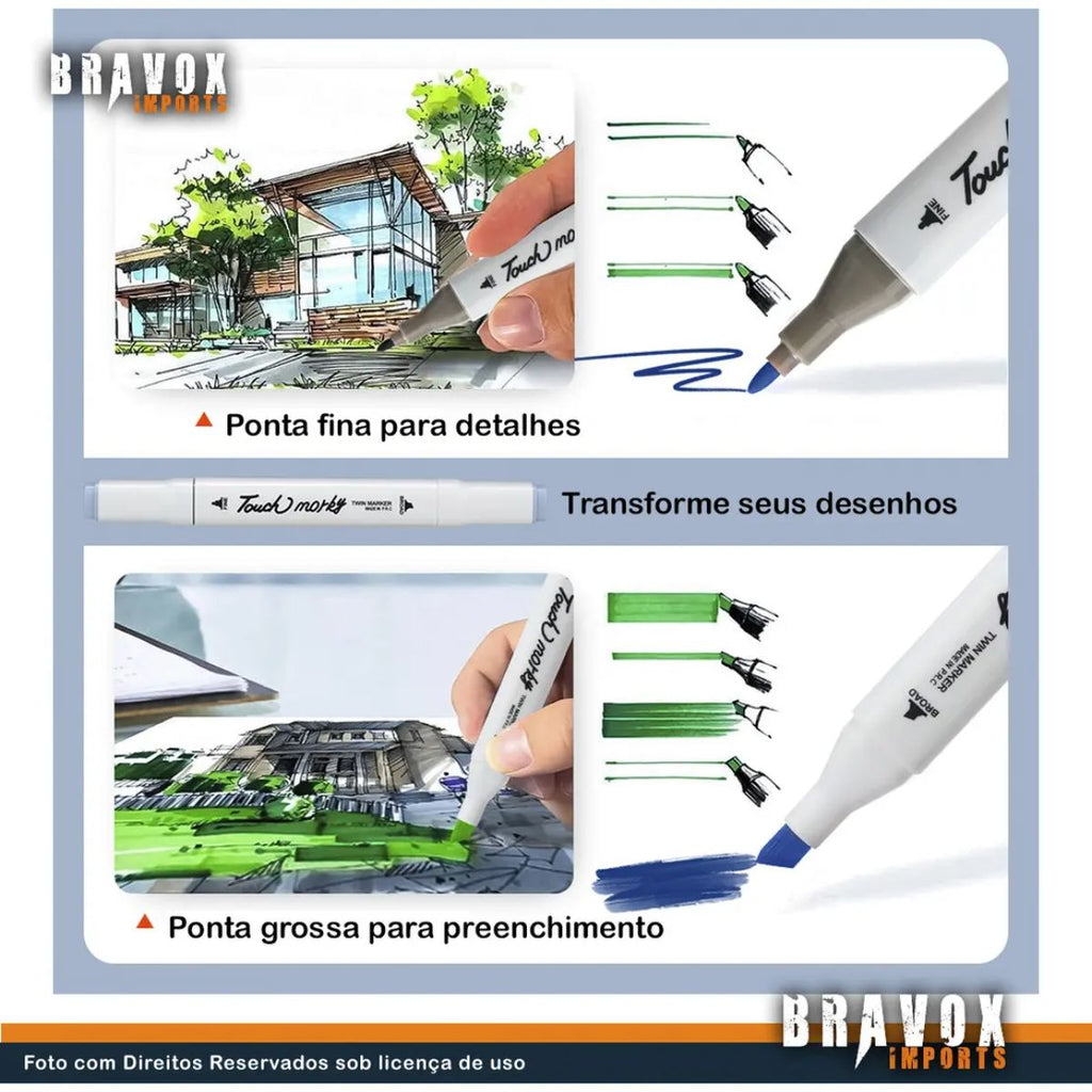 Kit Canetas Marcadoras Touch 48 Peças com Estojo - MCA00003-28pz