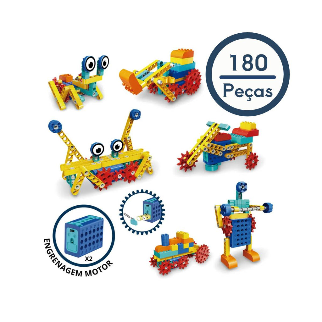 Kit Educativo Blocos De Montar Robô Animais 180 Peças - TW886-361