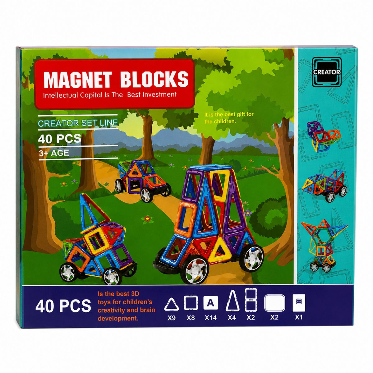 Kit Magnético de Construção com 40 peças - Carro - UPPER1130-1