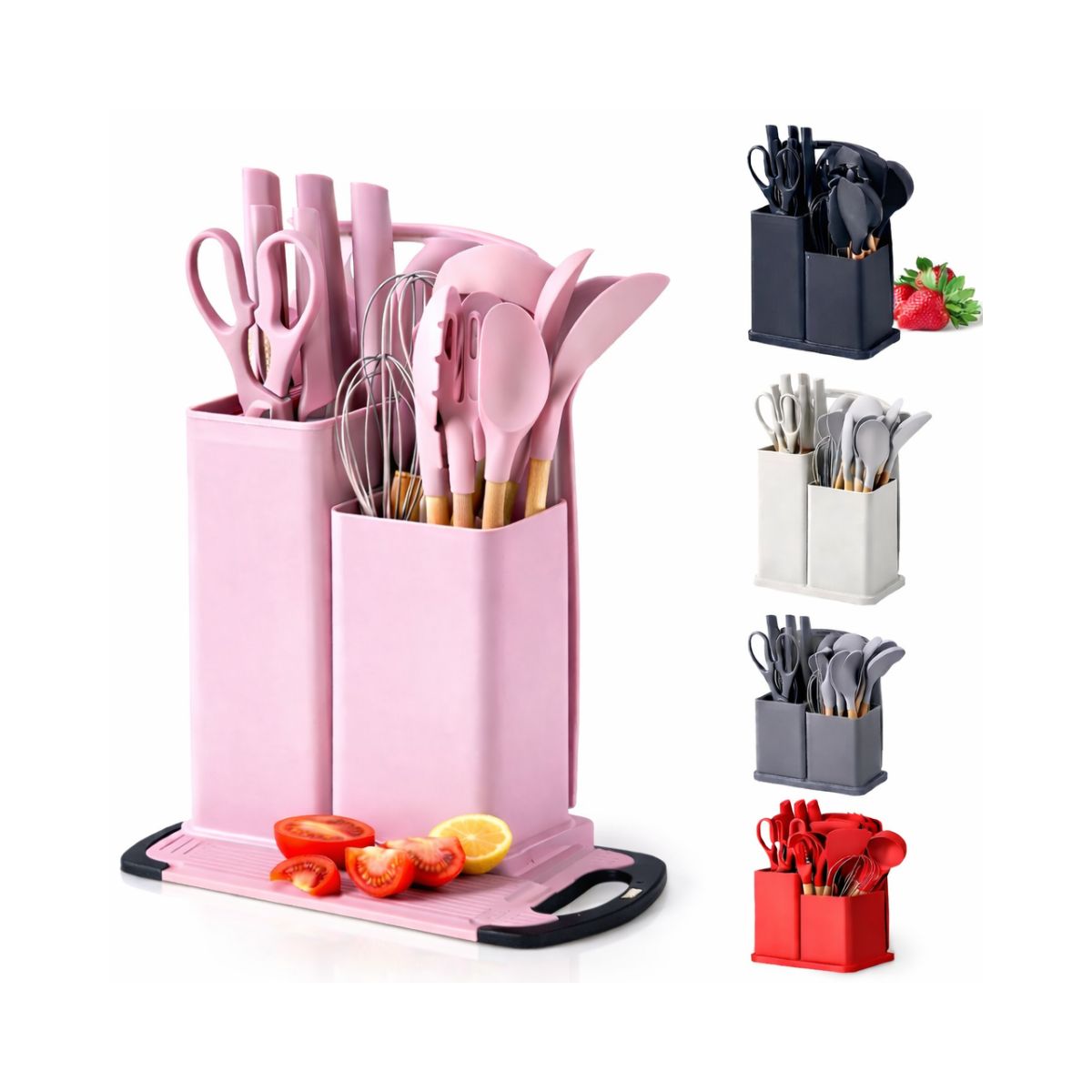 Kit Utensílios de Cozinha 19 Peças Silicone com Tábua - CSC00020