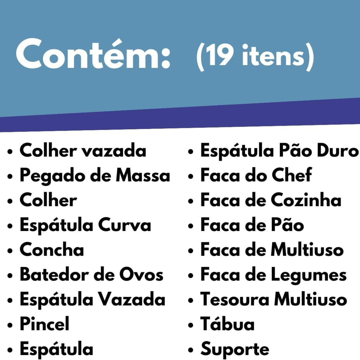 Kit Utensílios de Cozinha 19 Peças com Facas e Tábua - DA-19G