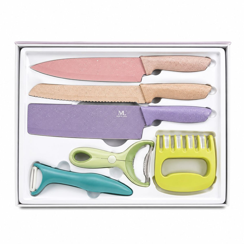 Kit de Facas 6 Peças Coloridas Inox - XDX112202