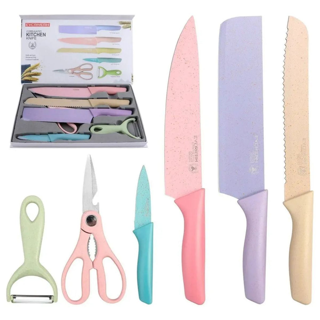 Kit de Facas 6 Peças Coloridas Inox - XDX112202