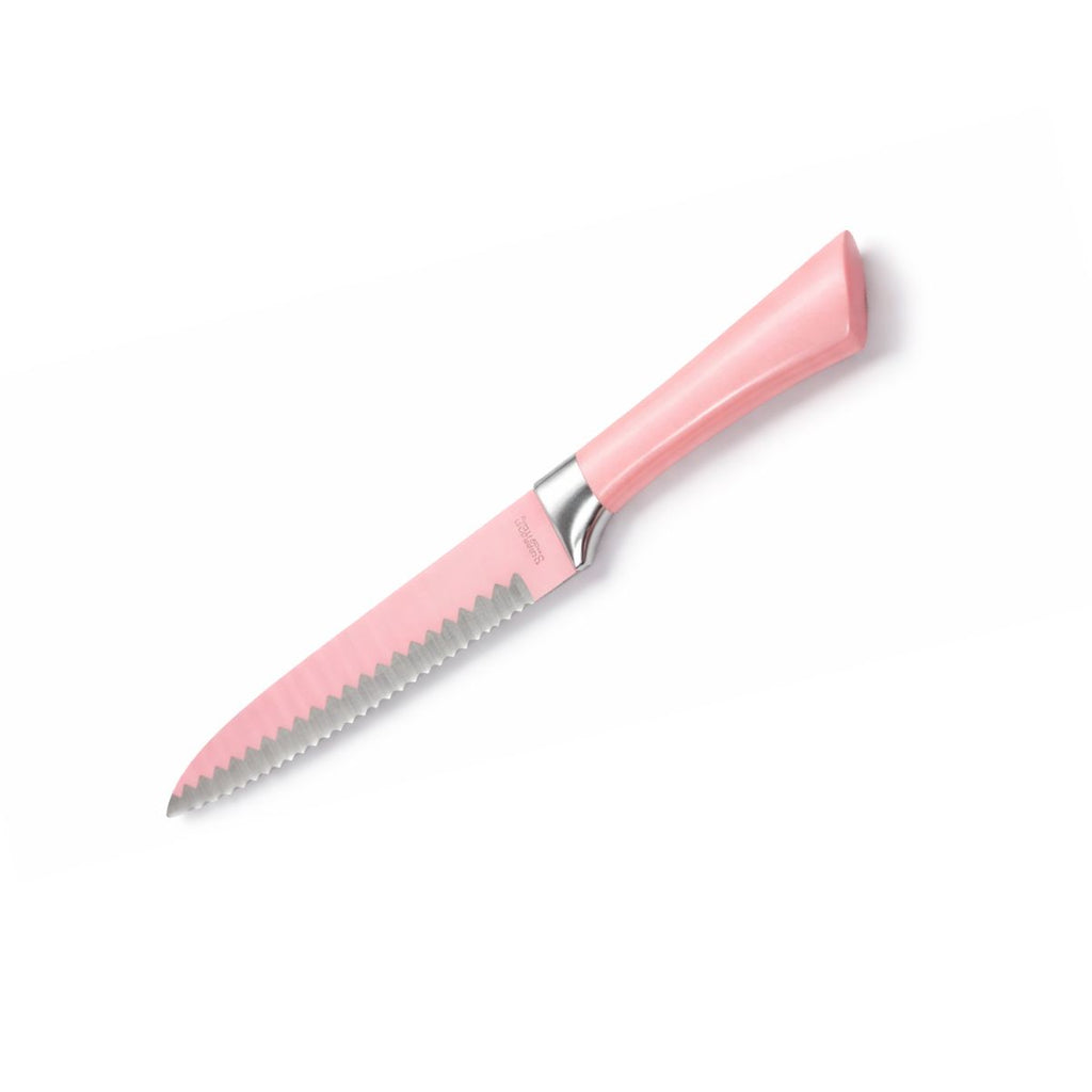Kit de Facas Rosa 6 Peças em Aço Inox com Descascador - XDX-12216ROSA
