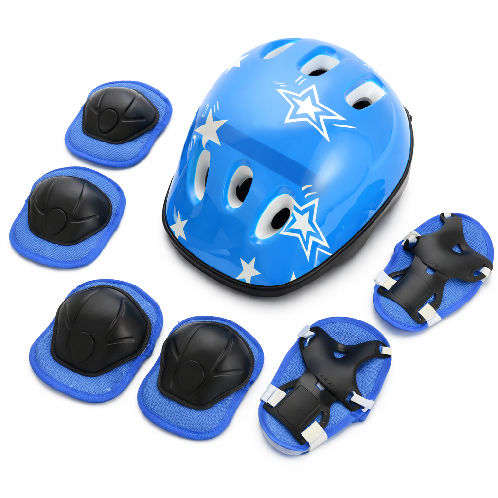 Kit de Proteção Infantil para Esportes com Capacete, Joelheiras, Cotoveleiras e Protetores de Punho - AA00023