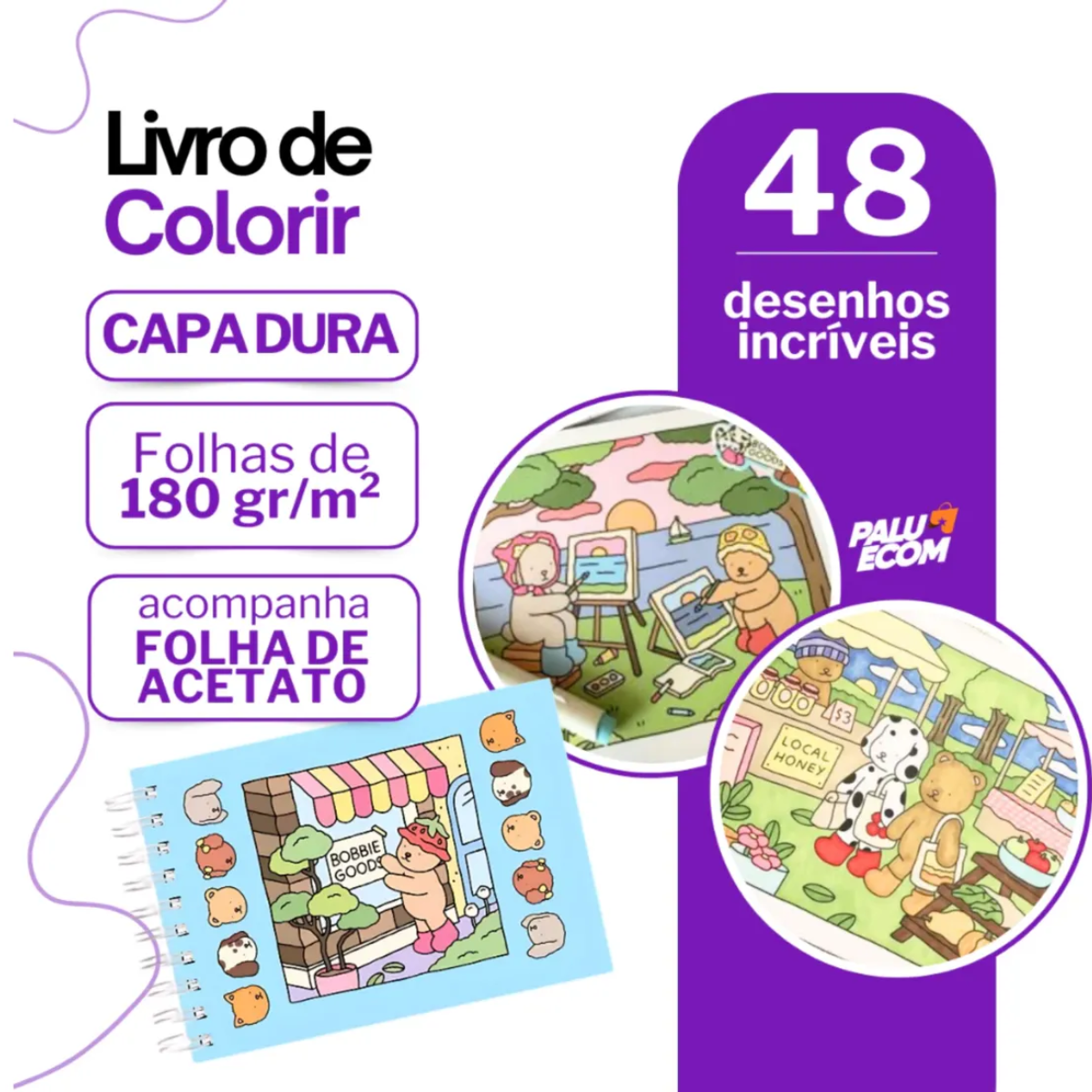 Livro Colorir Bobbie Goods 50 Folhas Desenhos Pintar Ursinhos - BJG25011