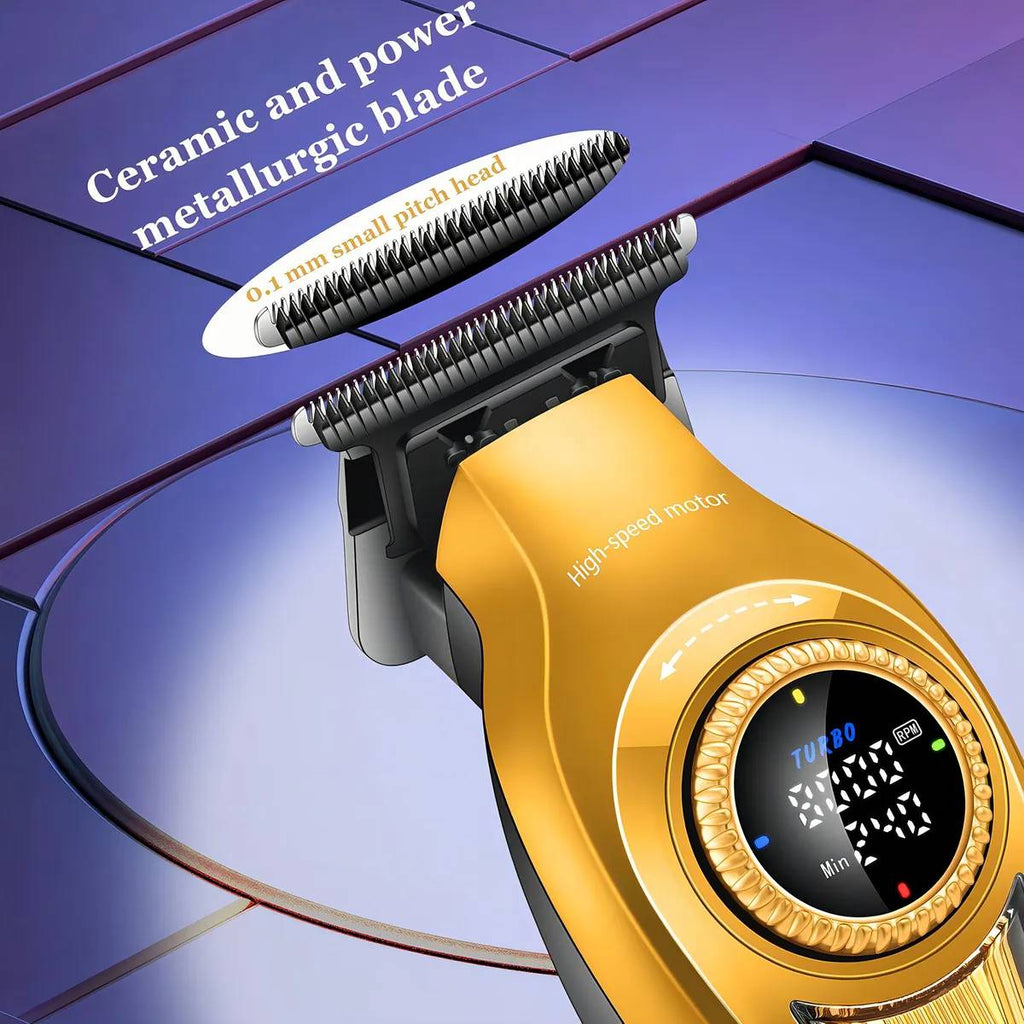 Máquina De Cortar Cabelo Kemei KM-1677 Profissional Recarregável Turbo 8000rpm Led - LFJ-KM-1677