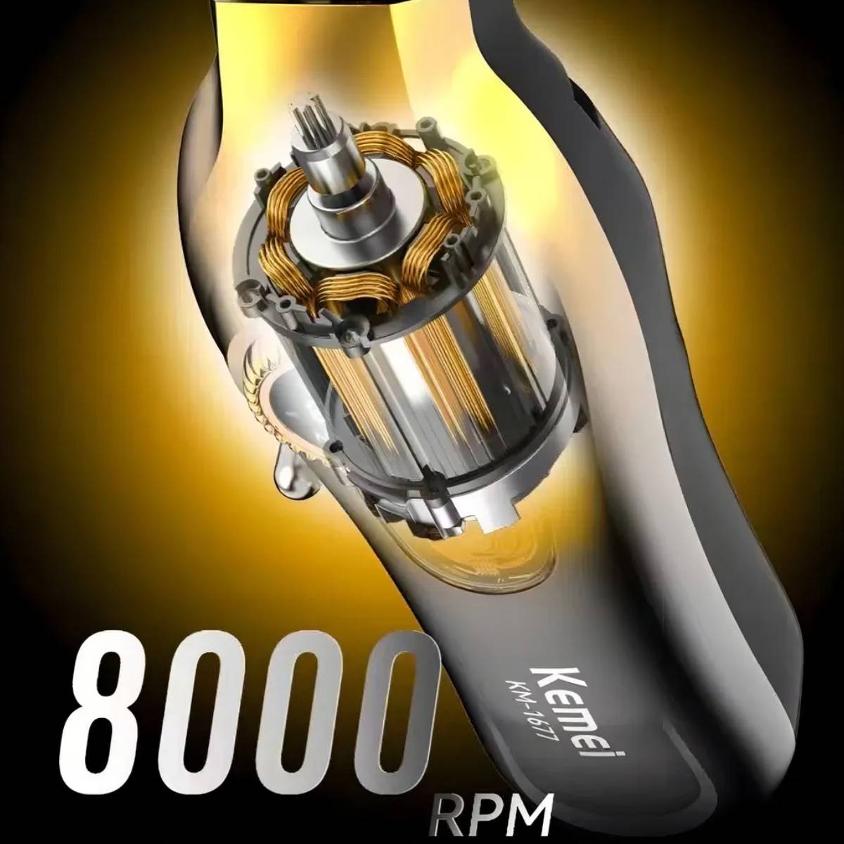 Máquina De Cortar Cabelo Kemei KM-1677 Profissional Recarregável Turbo 8000rpm Led - LFJ-KM-1677