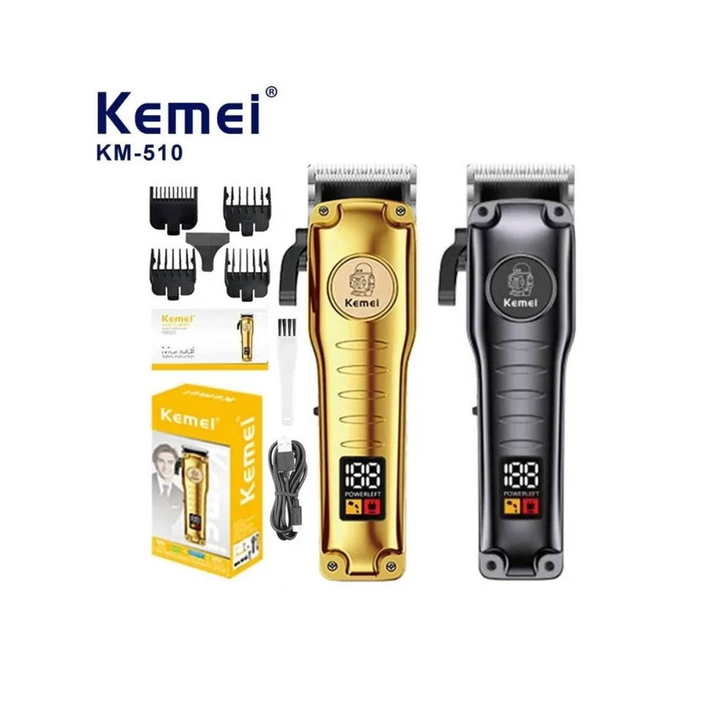 Máquina De Cortar Cabelo Profissional KM-510 Com Display LCD Recarregável Por USB - LFJ-KM-510