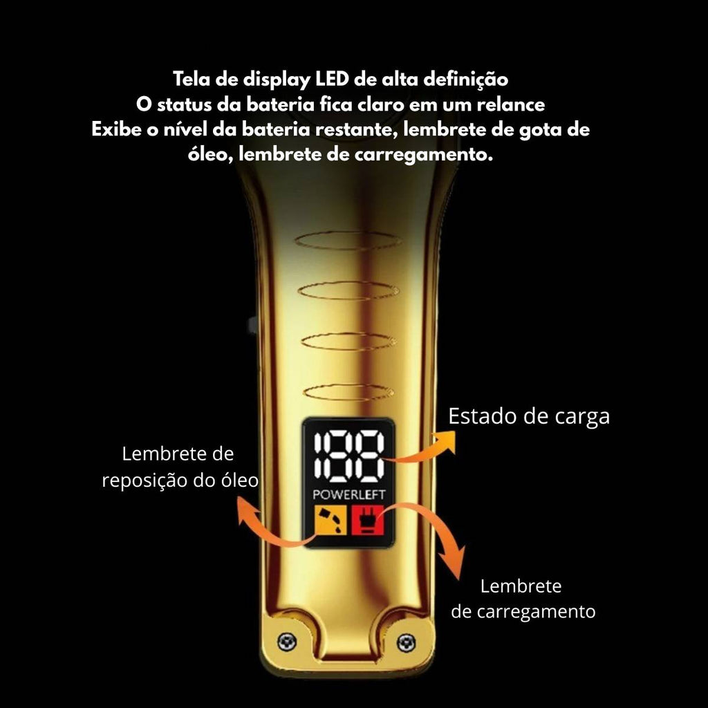 Máquina De Cortar Cabelo Profissional KM-510 Com Display LCD Recarregável Por USB - LFJ-KM-510